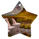 Nature Mountains Cliff Waterfall Star Ornament (Two Sides) Back