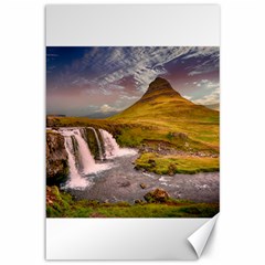 Nature Mountains Cliff Waterfall Canvas 12  x 18  