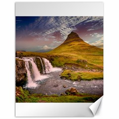 Nature Mountains Cliff Waterfall Canvas 18  x 24  