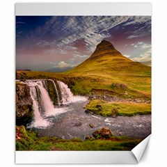 Nature Mountains Cliff Waterfall Canvas 20  x 24  