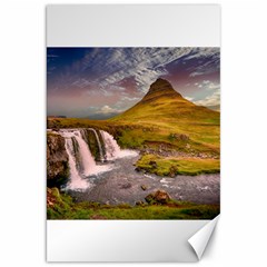 Nature Mountains Cliff Waterfall Canvas 20  x 30  