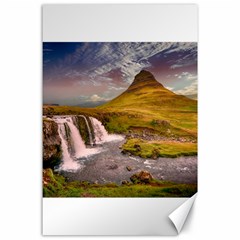 Nature Mountains Cliff Waterfall Canvas 24  x 36 