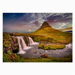 Nature Mountains Cliff Waterfall Large Glasses Cloth