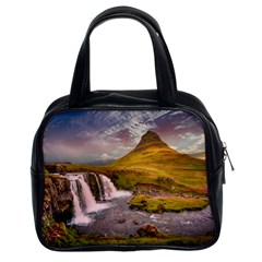 Nature Mountains Cliff Waterfall Classic Handbags (2 Sides)