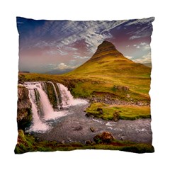 Nature Mountains Cliff Waterfall Standard Cushion Case (One Side)