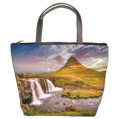 Nature Mountains Cliff Waterfall Bucket Bags