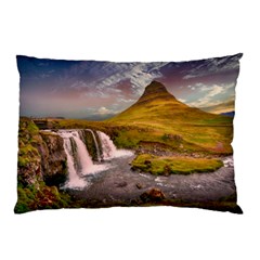 Nature Mountains Cliff Waterfall Pillow Case