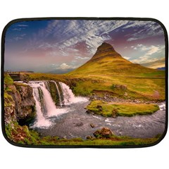 Nature Mountains Cliff Waterfall Fleece Blanket (Mini)