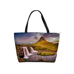 Nature Mountains Cliff Waterfall Shoulder Handbags