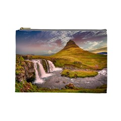 Nature Mountains Cliff Waterfall Cosmetic Bag (large)  by Celenk