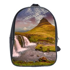 Nature Mountains Cliff Waterfall School Bag (Large)