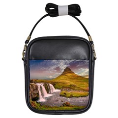 Nature Mountains Cliff Waterfall Girls Sling Bags