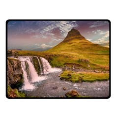 Nature Mountains Cliff Waterfall Fleece Blanket (Small)