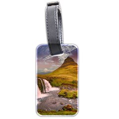 Nature Mountains Cliff Waterfall Luggage Tags (two Sides) by Celenk