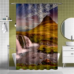 Nature Mountains Cliff Waterfall Shower Curtain 48  x 72  (Small) 