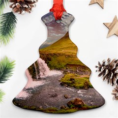 Nature Mountains Cliff Waterfall Christmas Tree Ornament (Two Sides)