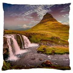 Nature Mountains Cliff Waterfall Large Cushion Case (One Side)