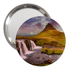 Nature Mountains Cliff Waterfall 3  Handbag Mirrors