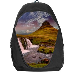 Nature Mountains Cliff Waterfall Backpack Bag