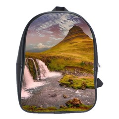 Nature Mountains Cliff Waterfall School Bag (XL)