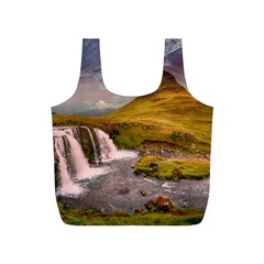 Nature Mountains Cliff Waterfall Full Print Recycle Bags (S) 