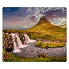 Nature Mountains Cliff Waterfall Double Sided Flano Blanket (Small) 