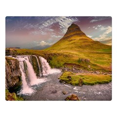 Nature Mountains Cliff Waterfall Double Sided Flano Blanket (Large) 