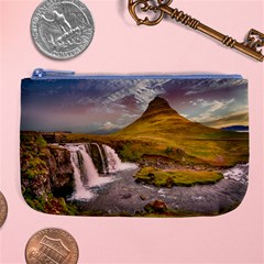 Nature Mountains Cliff Waterfall Large Coin Purse