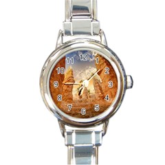 Canyon Desert Landscape Scenic Round Italian Charm Watch by Celenk