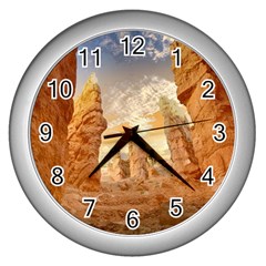 Canyon Desert Landscape Scenic Wall Clocks (silver)  by Celenk