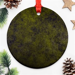 Green Background Texture Grunge Round Ornament (two Sides) by Celenk