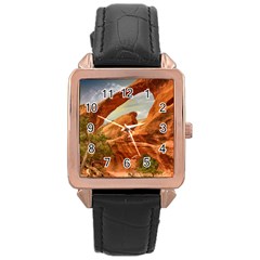 Canyon Desert Rock Scenic Nature Rose Gold Leather Watch  by Celenk