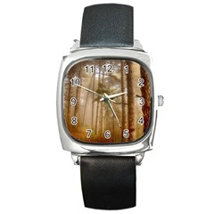 Forest Trees Wood Branc Square Metal Watch by Celenk