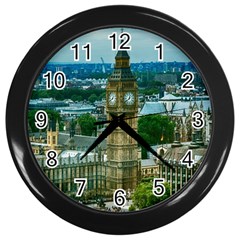 London England City Landmark Wall Clocks (black) by Celenk