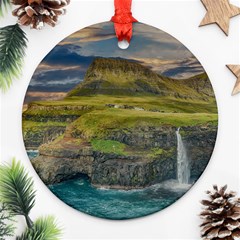 Coastline Waterfall Landscape Ornament (round) by Celenk