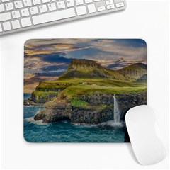 Coastline Waterfall Landscape Large Mousepads by Celenk