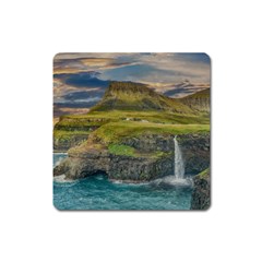 Coastline Waterfall Landscape Square Magnet by Celenk