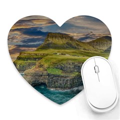 Coastline Waterfall Landscape Heart Mousepads by Celenk