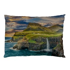 Coastline Waterfall Landscape Pillow Case by Celenk