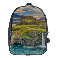 Coastline Waterfall Landscape School Bag (large) by Celenk