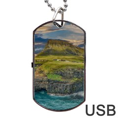 Coastline Waterfall Landscape Dog Tag Usb Flash (one Side) by Celenk