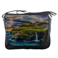 Coastline Waterfall Landscape Messenger Bags by Celenk