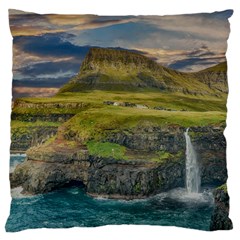 Coastline Waterfall Landscape Large Cushion Case (two Sides) by Celenk