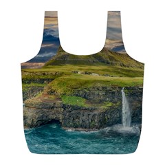 Coastline Waterfall Landscape Full Print Recycle Bags (l)  by Celenk