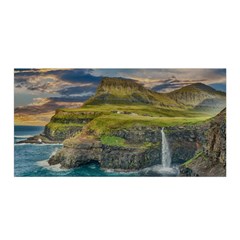 Coastline Waterfall Landscape Satin Wrap by Celenk