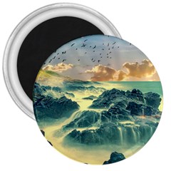 Coastline Sea Nature Sky Landscape 3  Magnets by Celenk