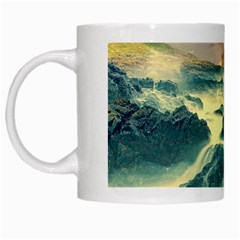 Coastline Sea Nature Sky Landscape White Mugs by Celenk