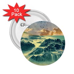 Coastline Sea Nature Sky Landscape 2 25  Buttons (10 Pack)  by Celenk