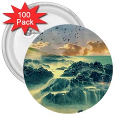 Coastline Sea Nature Sky Landscape 3  Buttons (100 Pack)  by Celenk