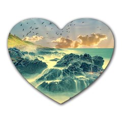 Coastline Sea Nature Sky Landscape Heart Mousepads by Celenk